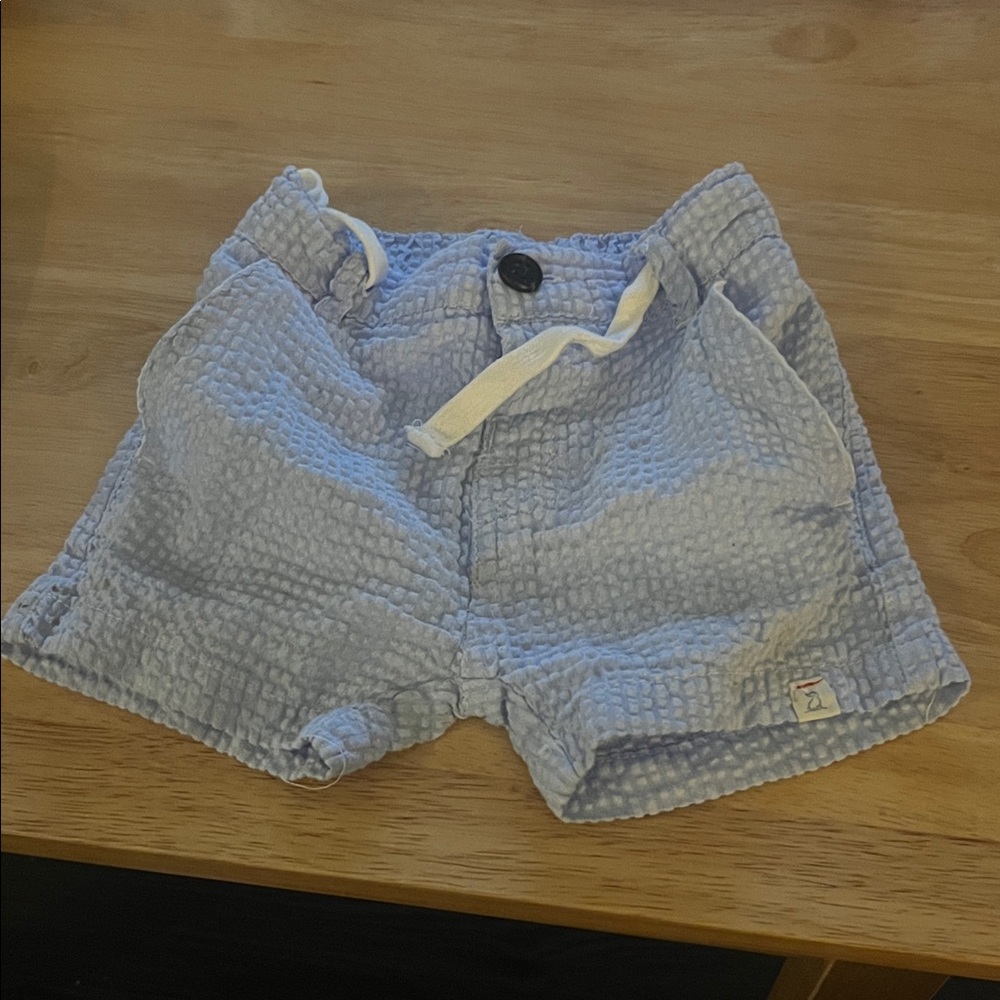 Kids Blue Textured Shorts